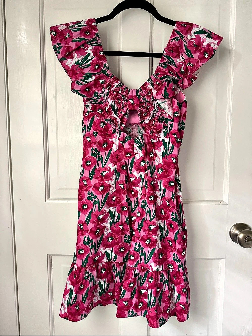LUSH Floral Ruffle Mini Dress in Pink